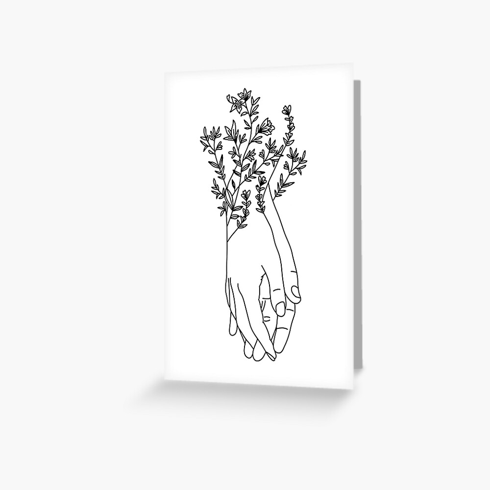 hands with flowers Line Art Sticker for Sale by egyArtist