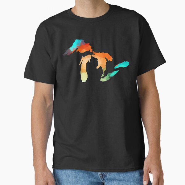 Vista previa del artículo con la obra «Michigan - Grandes Lagos en colores Fractal», diseñado y vendido por ROBOTFACE T-Shirts.