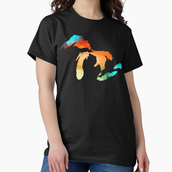 Vista previa del artículo con la obra «Michigan - Grandes Lagos en colores Fractal», diseñado y vendido por ROBOTFACE T-Shirts.