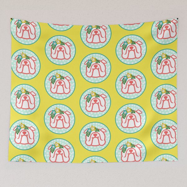 Item preview, Aloha Bulldog floral- aqua, pink, & yellow - Aloha Hawaiian English Bully dog breed bias  designed and sold by smooshfaceutd.