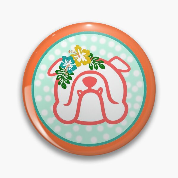 Item preview, Aloha Bulldog face silhouette on orange - Hawaiian English Bully dog breed bias - white on red designed and sold by smooshfaceutd.