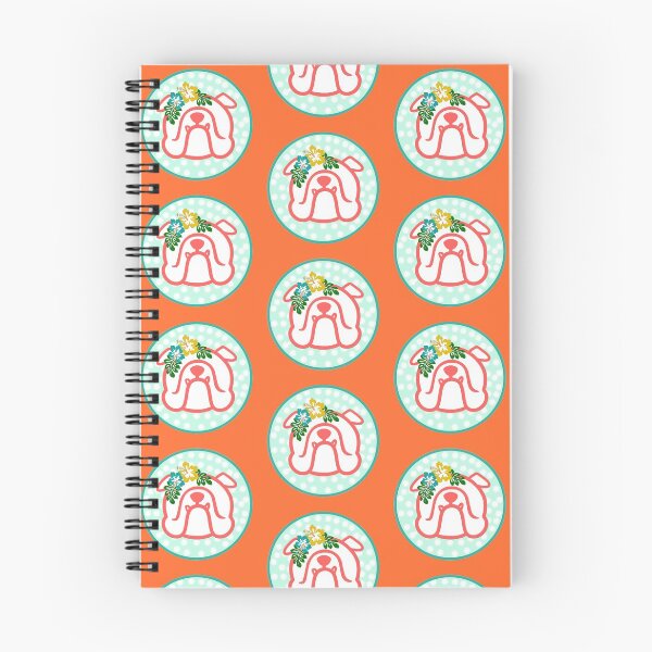 Item preview, Aloha Bulldog face silhouette on orange - Hawaiian English Bully dog breed bias - white on red designed and sold by smooshfaceutd.