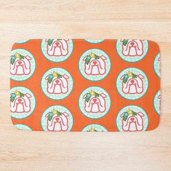 Item preview, Aloha Bulldog face silhouette on orange - Hawaiian English Bully dog breed bias - white on red designed and sold by smooshfaceutd.