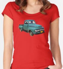Camiseta entallada de cuello ancho 1951 ford F-1 Antique Pickup Truck