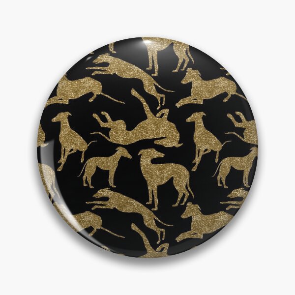 Item preview, Greyt Greyhound Combo in Gold Glitter-look on Black designed and sold by GreytGraphicals.