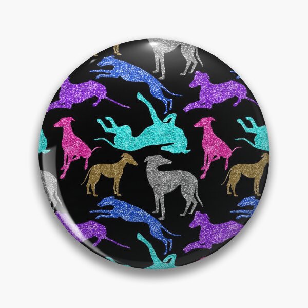 Item preview, Greyhound Combo in Multi-colour Glitter-look on Black designed and sold by GreytGraphicals.