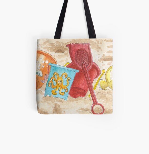 Beach time - Watercolor All Over Print Tote Bag