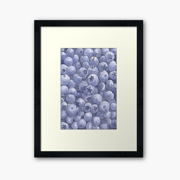 Blueberries - Realistic Watercolor Framed Art Print