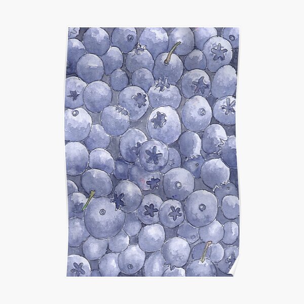 Blueberries - Realistic Watercolor Poster