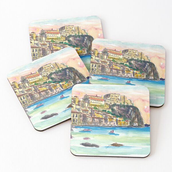 Item preview, Procida Sunset With Rock Fortress And Sea designed and sold by artshop77.