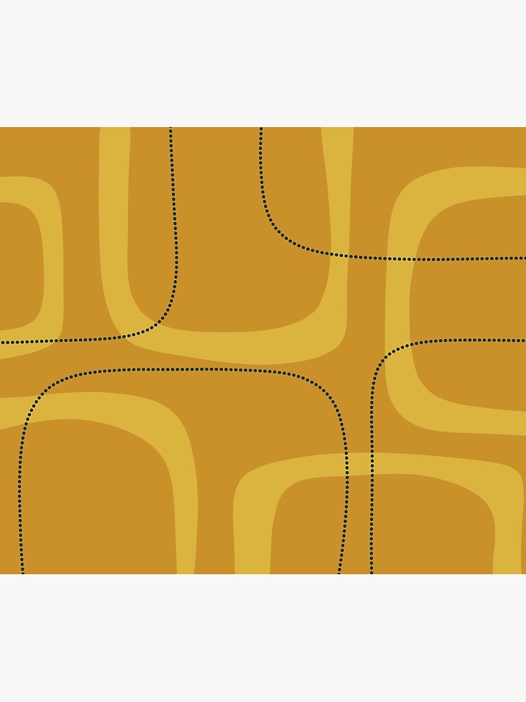 Midcentury Modern Loops and Dots Abstract Pattern in Golden Mustard Tones by kierkegaard