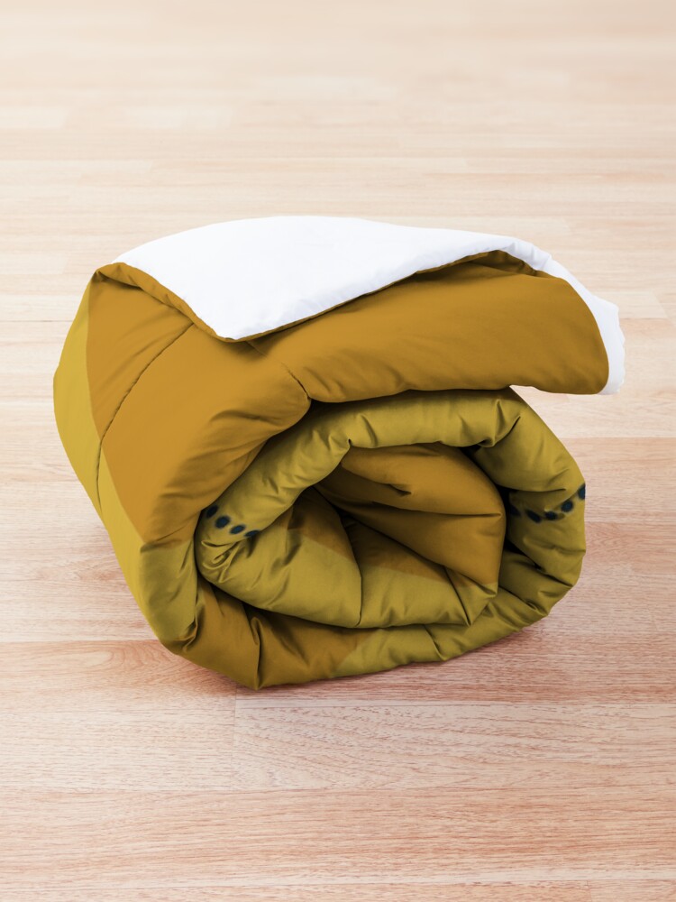 Alternate view of Midcentury Modern Loops and Dots Abstract Pattern in Golden Mustard Tones Comforter