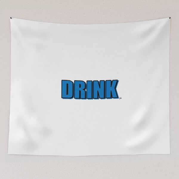 Item preview, "DRINK" water bottle and cup design. Blue text, black outline, blue text shadow and transparent background designed and sold by JohnnyMyass.