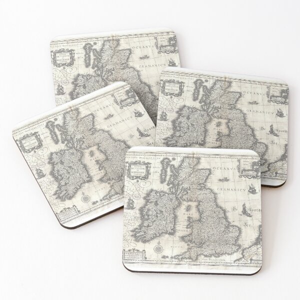 Item preview, Great Britain islands old map designed and sold by Onyria Art.