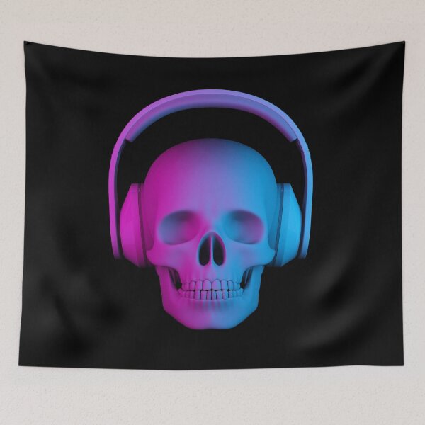 Item preview, human skull in headphones designed and sold by petrovk.