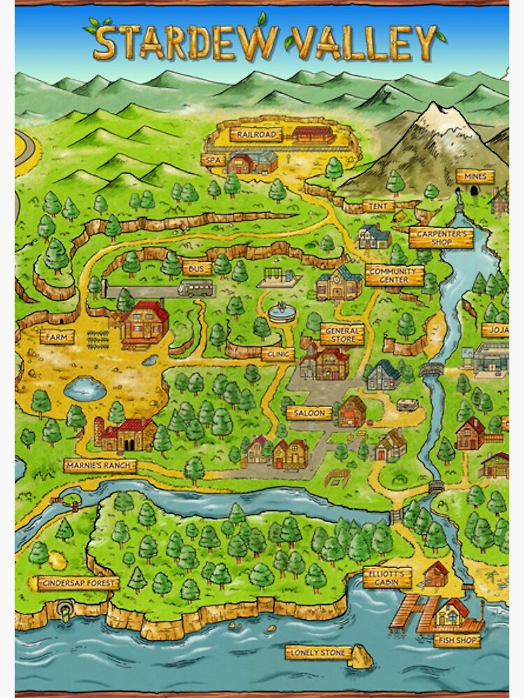 Thumbnail 3 of 3, Journal, Stardew Valley Pelican Town Map Notebook designed and sold by simstock.