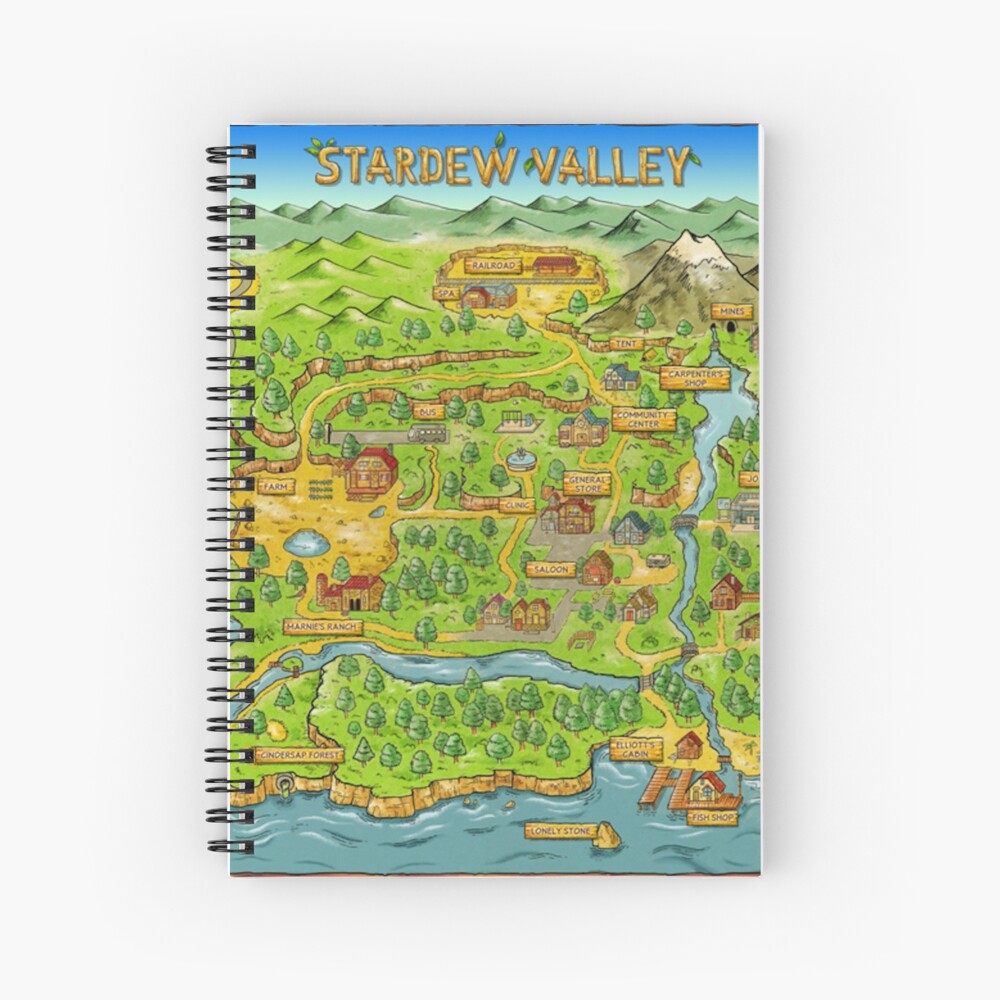 Stardew Valley Pelican Town Map Notebook Spiral Notebook By Simstock Redbubble