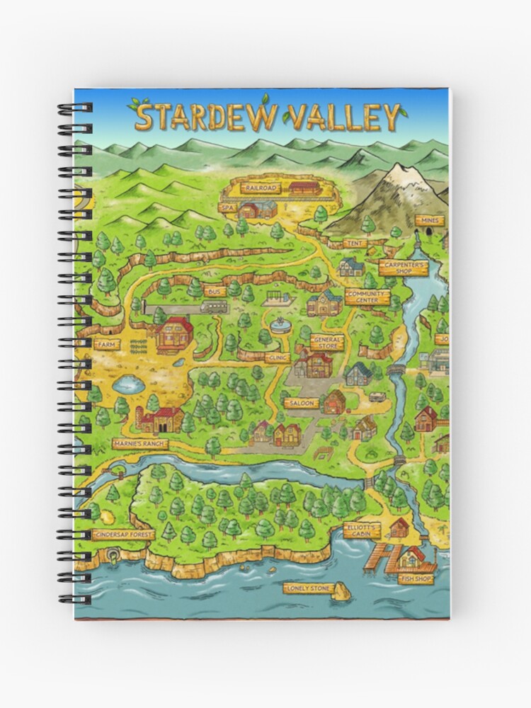 Thumbnail 1 of 3, Journal, Stardew Valley Pelican Town Map Notebook designed and sold by simstock.