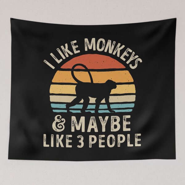 Item preview, I Like Monkeys and Maybe 3 People Retro Sunset Vintage 60s 70s Shirt for Men Women Boys Girls Kids Animal Lovers Gift designed and sold by LiqueGifts.