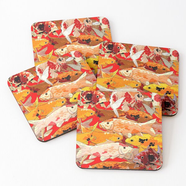 Item preview, seamless koi pattern with red background designed and sold by Bob Wong.