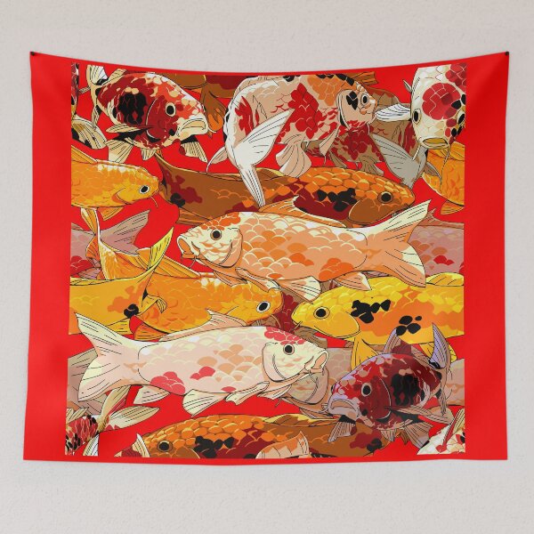 Item preview, seamless koi pattern with red background designed and sold by Bob Wong.