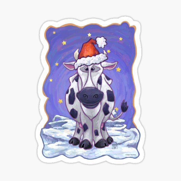 Cow Christmas Sticker