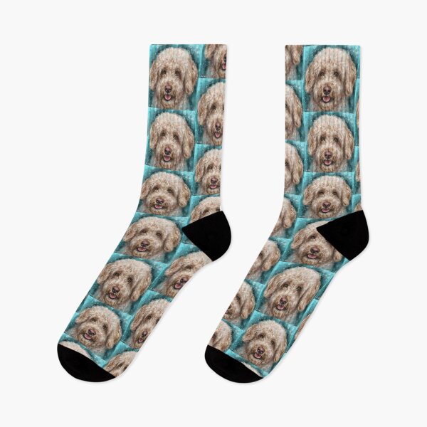 Item preview, Contemporary Painting of a Gorgeous Goldendoodle Dog with Its Tongue Out  designed and sold by ibadishi.