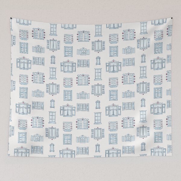 Item preview, Hand Drawn Old Town Windows on White designed and sold by AgaRyc.