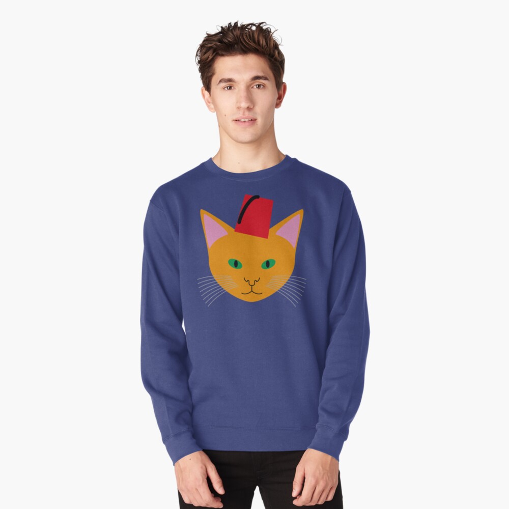 NDVH Cat Wearing a Fez Pullover Sweatshirt