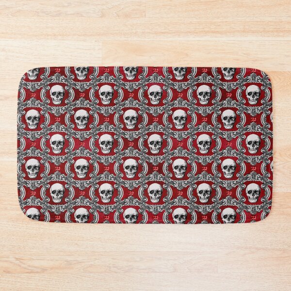 Item preview, Gothic Skulls and antique picture frames on red background designed and sold by headpossum.