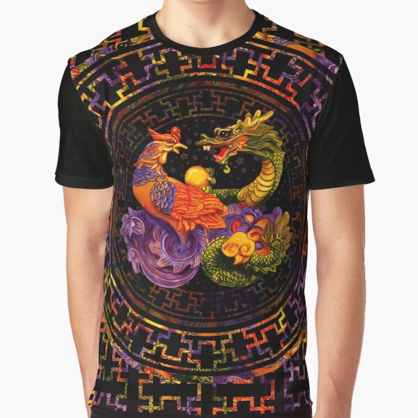 Aperçu de l'œuvre Phoenix et Dragon - en couleur créée et vendue par k9printart.