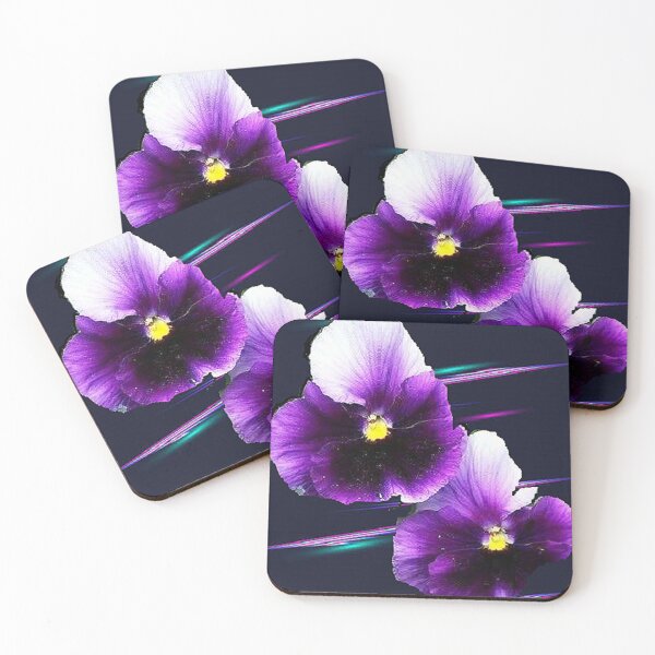 Item preview,  EXQUISITELY BEAUTIFUL PURPLE PANSIES, botanical design on abstract background inspired by nature designed and sold by Adri Barnard.