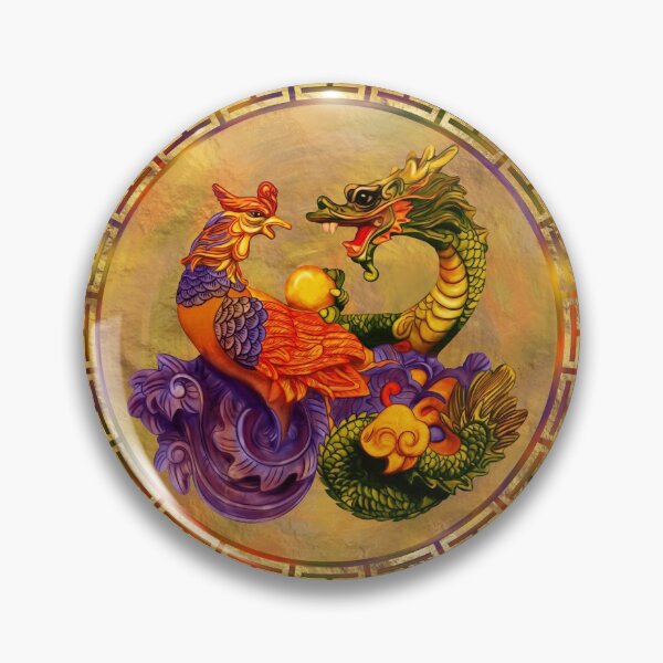 Item preview, Phoenix and Dragon - color and gold designed and sold by k9printart.