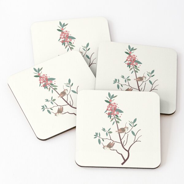 Item preview, Red Flowers Brown Birds designed and sold by wydrenpng.