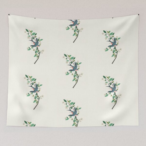 Item preview,  White Flowers Blue and Red Bird designed and sold by wydrenpng.