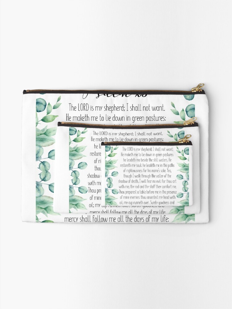 Download Psalm 23 The Lord Is My Shepherd Bible Verse Wall Art Scripture Art Eucalyptus Greenery Christian Wall Art Illustrated Faith Christian Gift Zipper Pouch By Dzhenka Balimez Redbubble