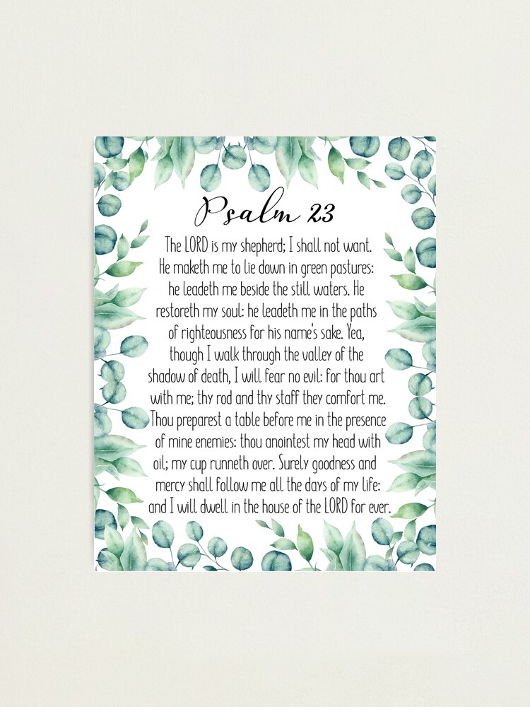 "Psalm 23 - The Lord Is My Shepherd, Bible Verse Wall Art, Scripture