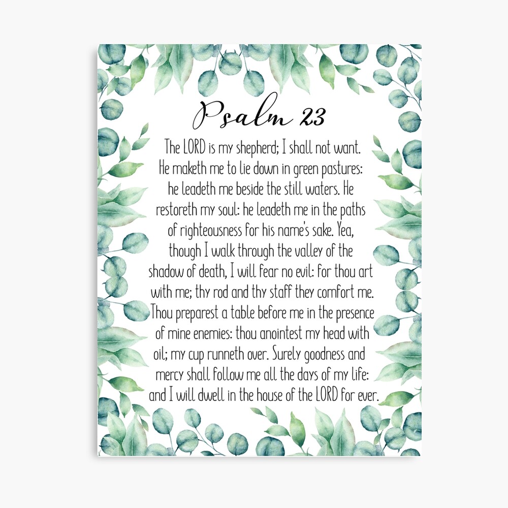 psalm-23-the-lord-is-my-shepherd-bible-verse-wall-art-scripture-art-eucalyptus-greenery-christian-wall-art-illustrated-faith-christian-gift-canvas-print-for-sale-by-dzhenka-balimez-redbubble