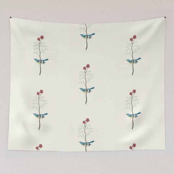 Item preview, Red Flowers Blue Bird designed and sold by wydrenpng.