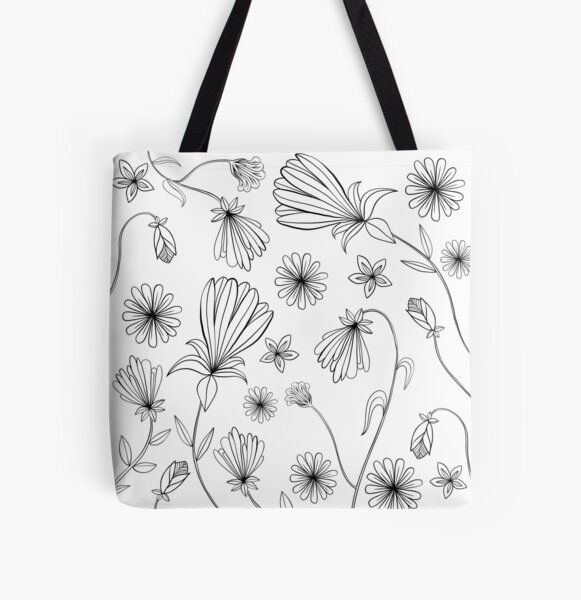 Colorful Flowers Floral Pattern Tote Bag by Noirty Designs - Pixels