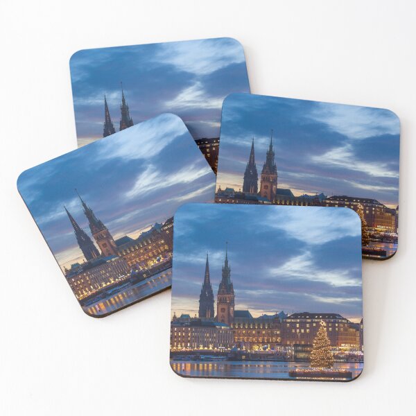 Item preview, Jungfernstieg, town hall, Binnenalster, Christmas lights, dusk, Hamburg, Germany designed and sold by Torsten  Krüger.