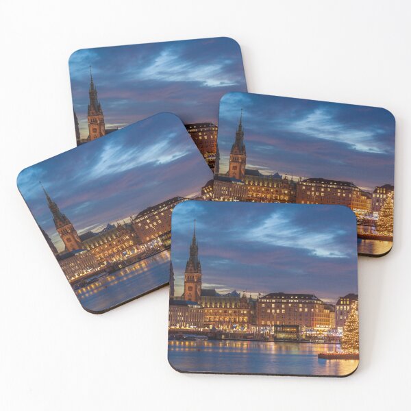 Item preview, Jungfernstieg, town hall, Binnenalster, Christmas lights, dusk, Hamburg, Germany designed and sold by Torsten  Krüger.