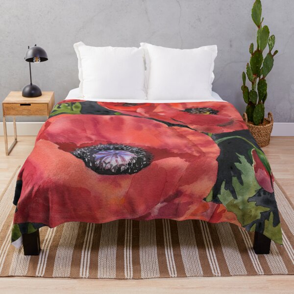Spring poppies Throw Blanket