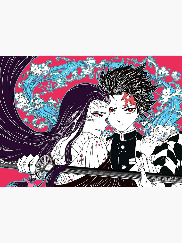 Tanjiro Kamado And Nezuko Kamado Is A Character Demon Slayer Kimetsu No Yaiba Anime Art Board Print By Vishvas93 Redbubble