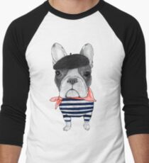 Frenchie With Arc de Triomphe Men's Baseball ¾ T-Shirt