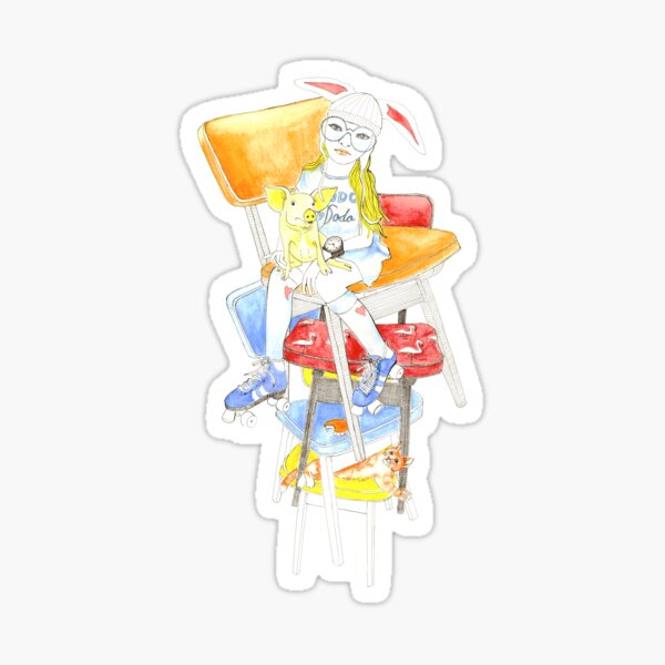 Wonderful Alice in white rabbit hat Sticker