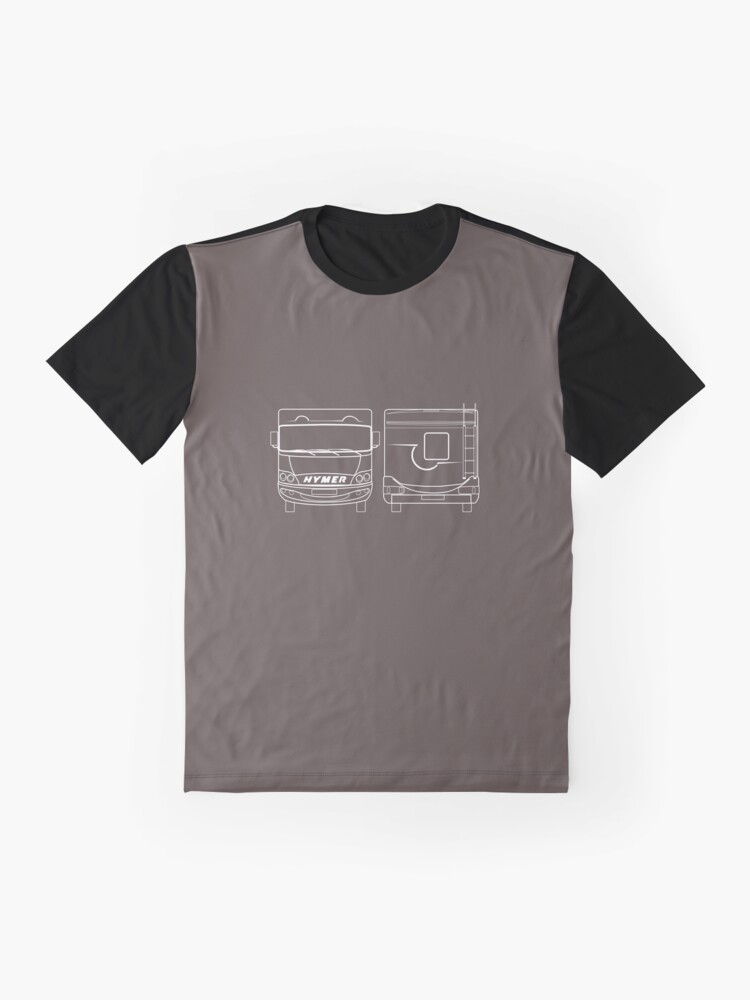 Imagen 4 de 5, Camiseta gráfica con la obra Parte delantera y trasera de la autocaravana Hymer - Estructura metálica blanca, diseñada y vendida por HermanTheHymer.