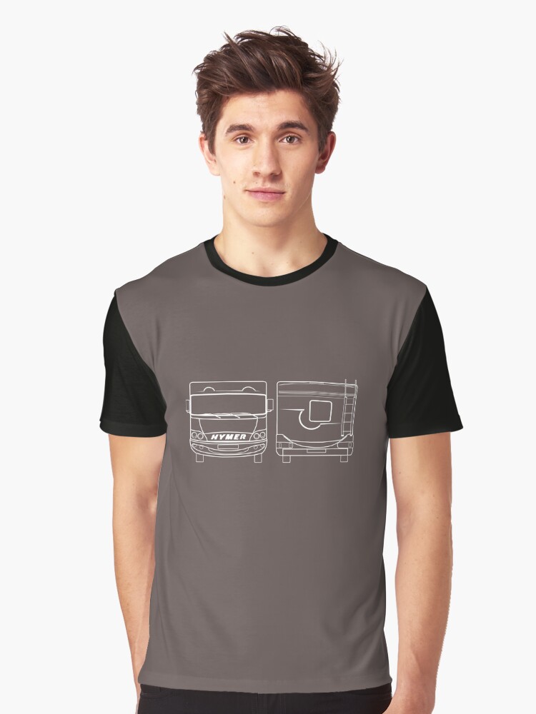 Imagen 1 de 5, Camiseta gráfica con la obra Parte delantera y trasera de la autocaravana Hymer - Estructura metálica blanca, diseñada y vendida por HermanTheHymer.