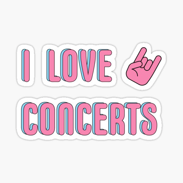I LOVE CONCERTS ROCK ON HAND SYMBOL PINK Sticker