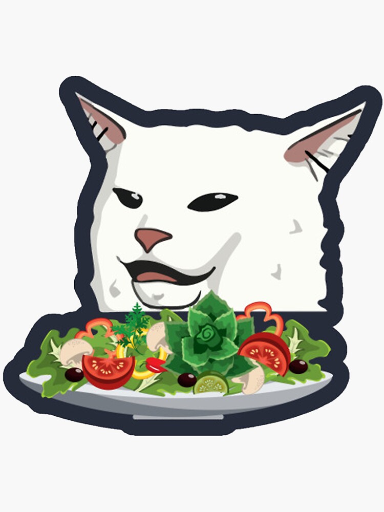 "Smudge the Cat eating salad" Sticker by Binboi Redbubble